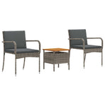 Garden Bistro Set 3 pcs Grey Poly Rattan
