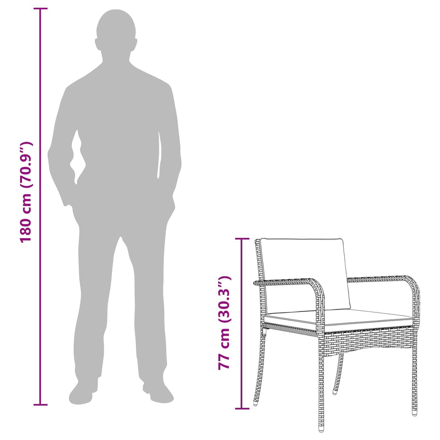 Garden Bistro Set 3 pcs Grey Poly Rattan