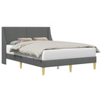 Bed Frame with Headboard Dark Grey 137 x 190 cm Fabric