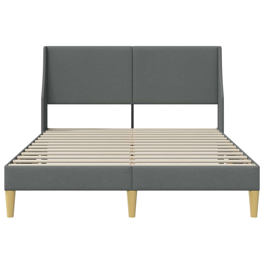 Bed Frame with Headboard Dark Grey 153 x 203 cm Fabric