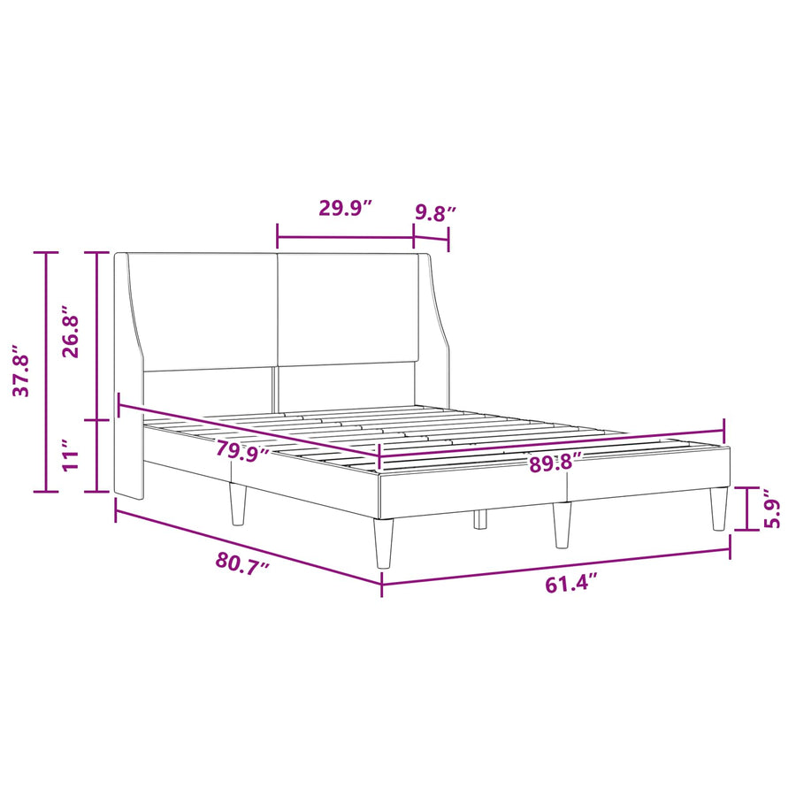 Bed Frame with Headboard Dark Grey 153 x 203 cm Fabric