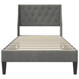 Bed Frame with Headboard Dark Grey 90 x 190 cm Velvet - Top-Down View