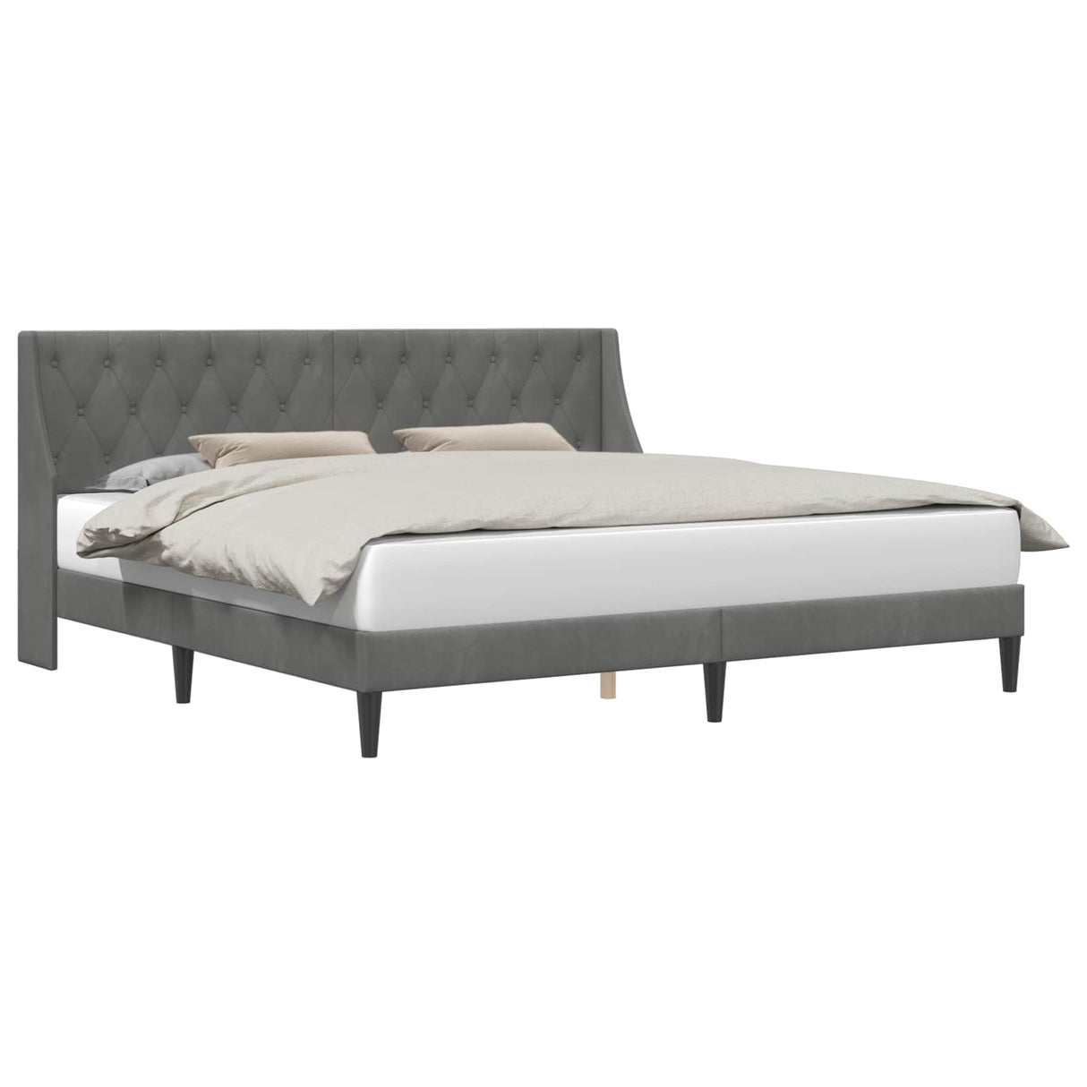 Bed Frame with Headboard Dark Grey 180 x 200 cm Velvet