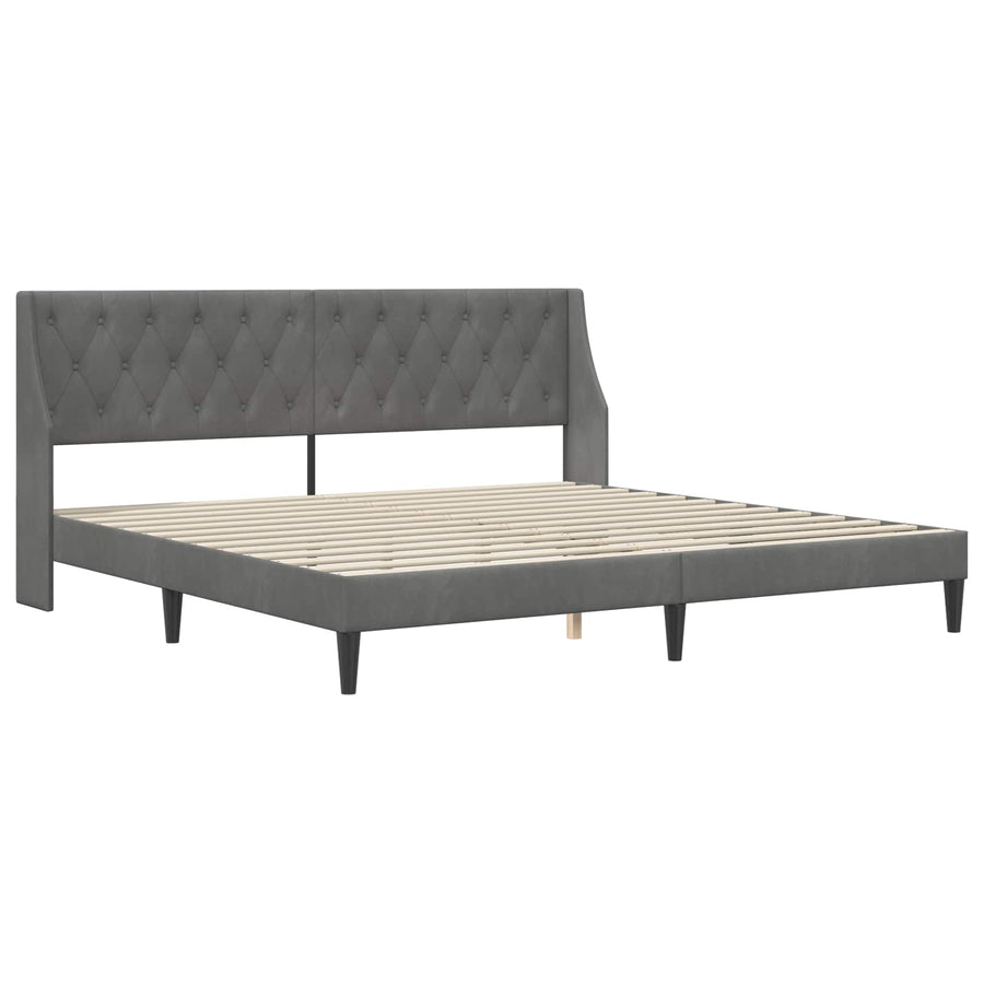 Bed Frame with Headboard Dark Grey 180 x 200 cm Velvet