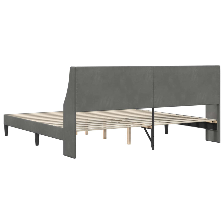 Bed Frame with Headboard Dark Grey 180 x 200 cm Velvet