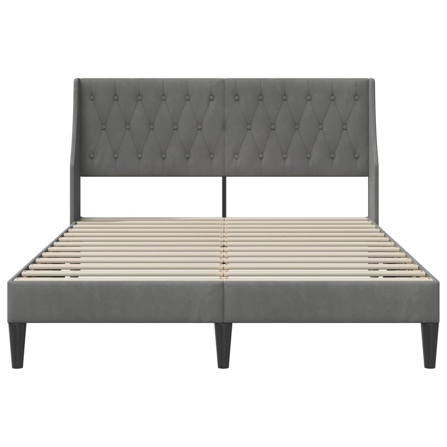 Bed Frame with Headboard Dark Grey 137 x 190 cm Velvet