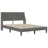 Bed Frame with Headboard Dark Grey Velvet - Side View