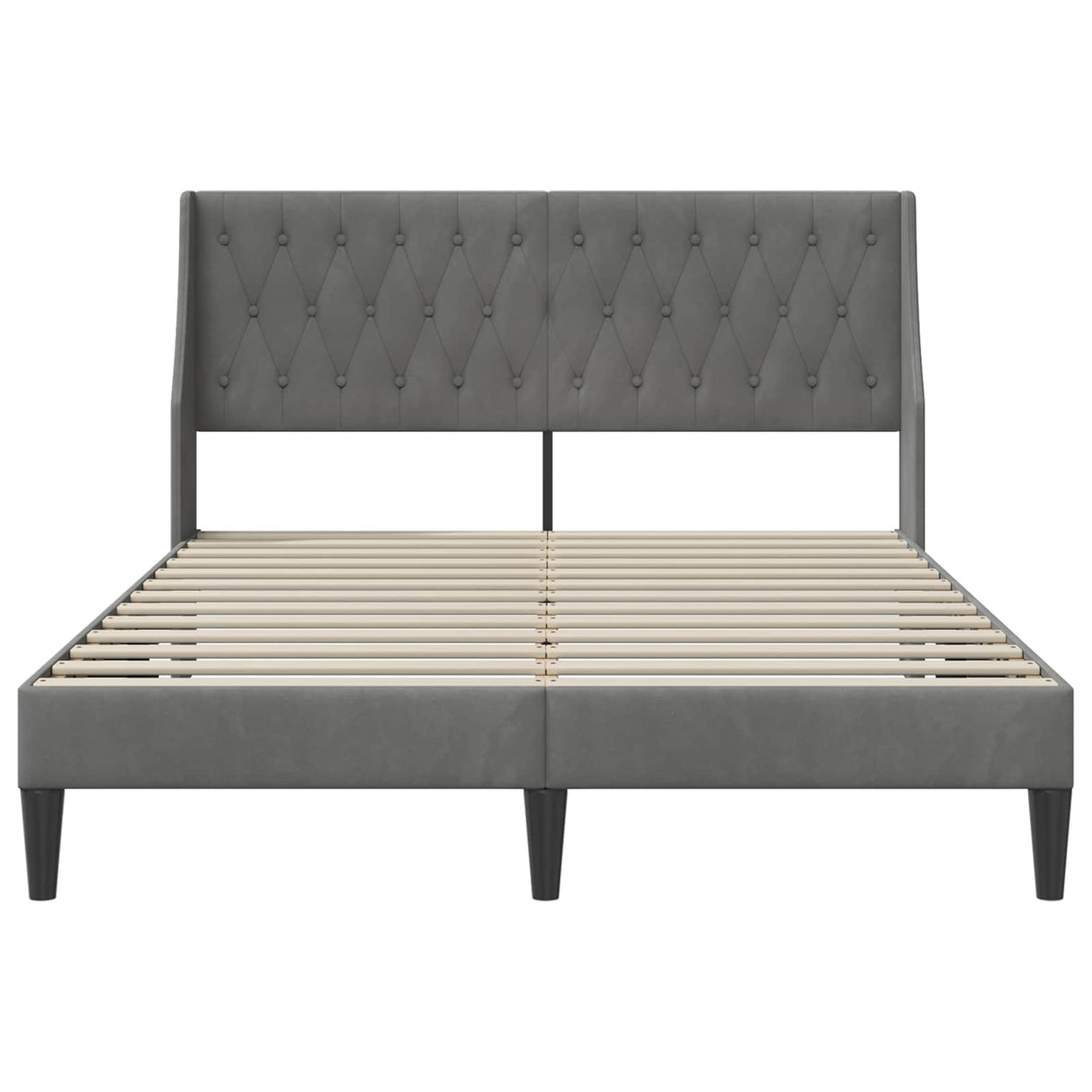 Bed Frame with Headboard Dark Grey Velvet