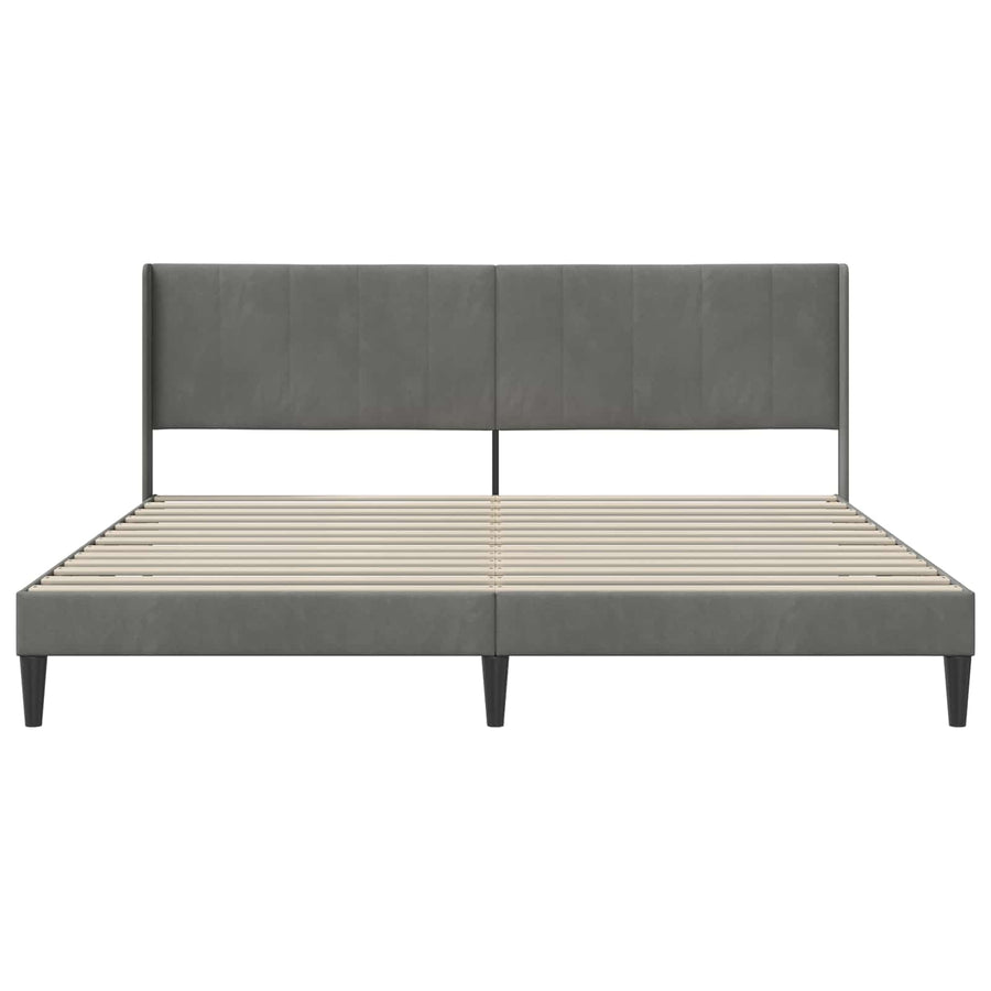 Bed Frame with Headboard Dark Grey 180 x 200 cm Velvet