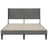 Bed Frame with Headboard Dark Grey Velvet - Top-Down View