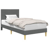 Bed Frame with Headboard Dark Grey 90 x 190 cm Fabric - Front View