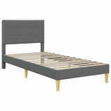 Bed Frame with Headboard Dark Grey 90 x 190 cm Fabric - Side View