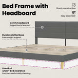 Bed Frame with Headboard Dark Grey 180 x 200 cm Fabric