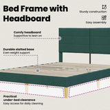 Bed Frame with Headboard Dark Grey Fabric