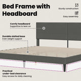 Bed Frame with Headboard Dark Grey 180 x 200 cm Corduroy Fabric - Low Angle