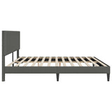 Bed Frame with Headboard Dark Grey 180 x 200 cm Corduroy Fabric - Rear View