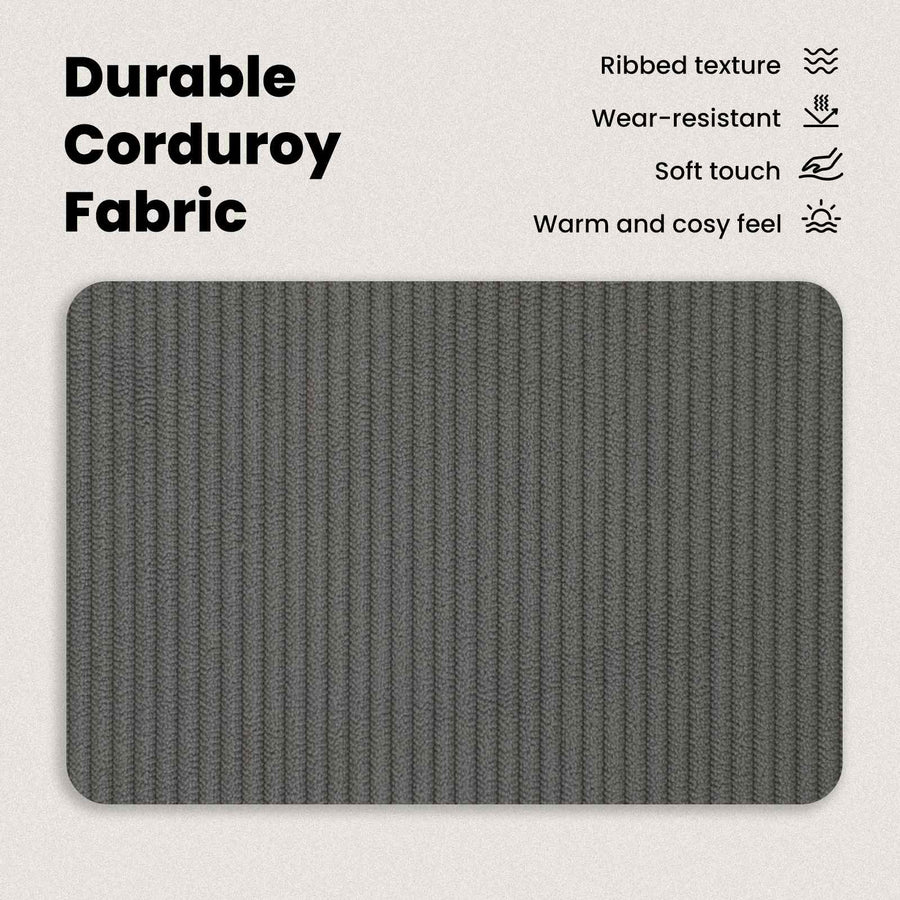 Bed Frame with Headboard Dark Grey 137 x 190 cm Corduroy Fabric