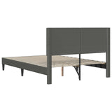Bed Frame with Headboard Dark Grey 137 x 190 cm Corduroy Fabric - Rear View