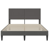 Bed Frame with Headboard Dark Grey 137 x 190 cm Corduroy Fabric