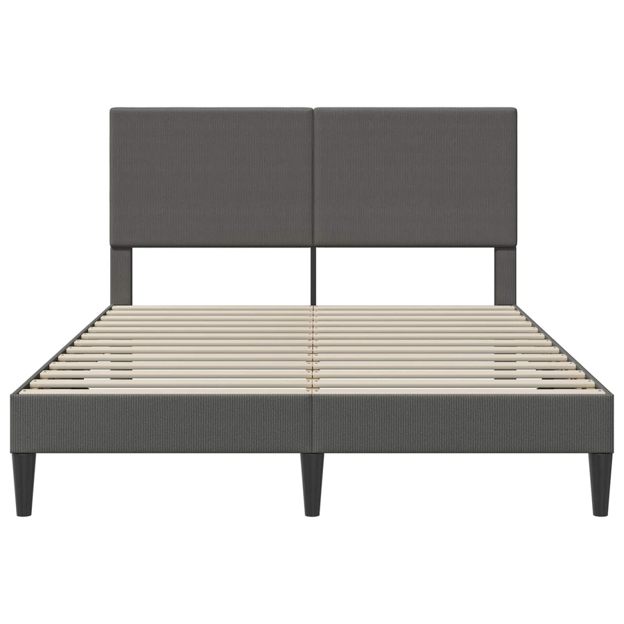 Bed Frame with Headboard Dark Grey 153 x 203 cm Corduroy Fabric