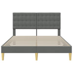 Bed Frame with Headboard Dark Grey 137 x 190 cm Fabric