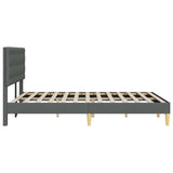Bed Frame with Headboard Dark Grey Fabric - 45-Degree Angle