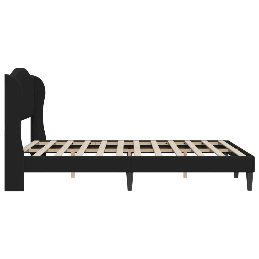 Bed Frame with Headboard Black 153 x 203 cm Faux Leather