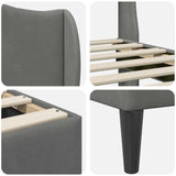 Bed Frame with Headboard Dark Grey 90 x 190 cm Velvet - Close-Up Angle