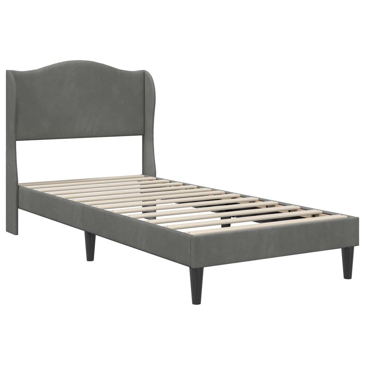 Bed Frame with Headboard Dark Grey 90 x 190 cm Velvet