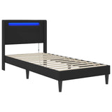Bed Frame with LED Strip Lights Black 90 x 190 cm Faux Leather - Top-Down View