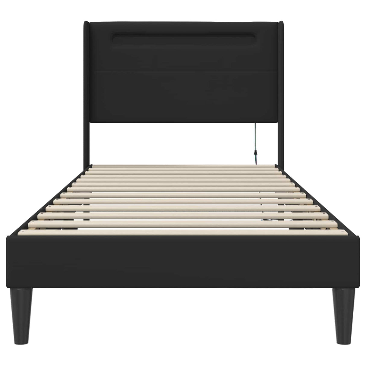 Bed Frame with LED Strip Lights Black 90 x 190 cm Faux Leather