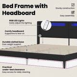 Bed Frame with LED Strip Lights Black 180 x 200 cm Faux Leather - Low Angle