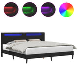 Bed Frame with LED Strip Lights Black 180 x 200 cm Faux Leather - Front View