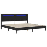 Bed Frame with LED Strip Lights Black 180 x 200 cm Faux Leather - Top-Down View