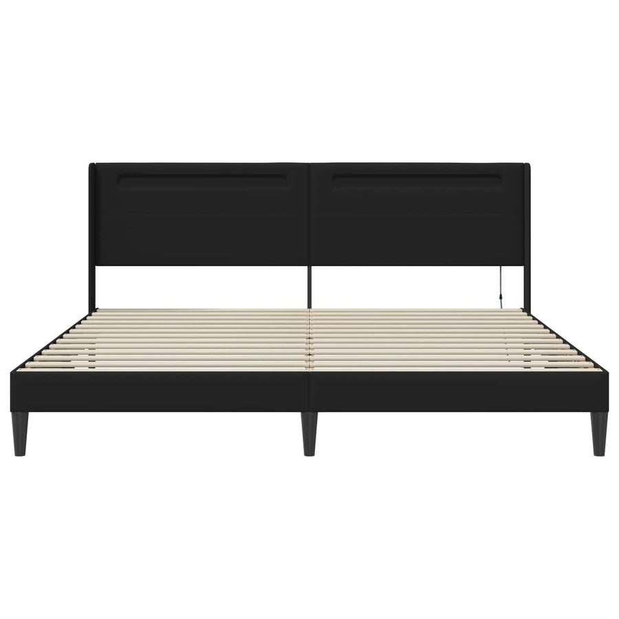 Bed Frame with LED Strip Lights Black 180 x 200 cm Faux Leather