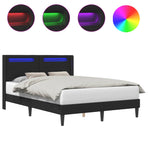Bed Frame with LED Strip Lights Black 137 x 190 cm Faux Leather