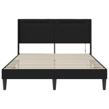 Bed Frame with LED Strip Lights with Headboard Faux Leather