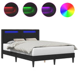 Bed Frame with LED Strip Lights with Headboard Faux Leather - Front View