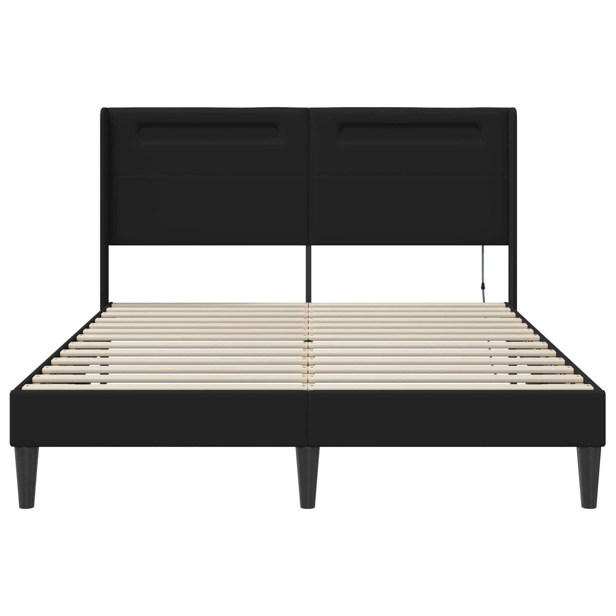 Bed Frame with LED Strip Lights with Headboard Faux Leather