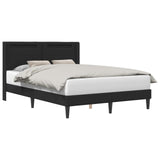 Bed Frame with LED Strip Lights with Headboard Faux Leather