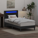 Bed Frame with LED Strip Lights Black 90 x 190 cm Faux Leather - Top-Down View
