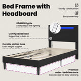 Bed Frame Black 90 x 190 cm Faux Leather - Low Angle