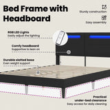 Bed Frame Black 153 x 203 cm Faux Leather - Extra Image