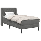 Bed Frame with Mattress Dark Grey 90 x 190 cm Velvet - Front View