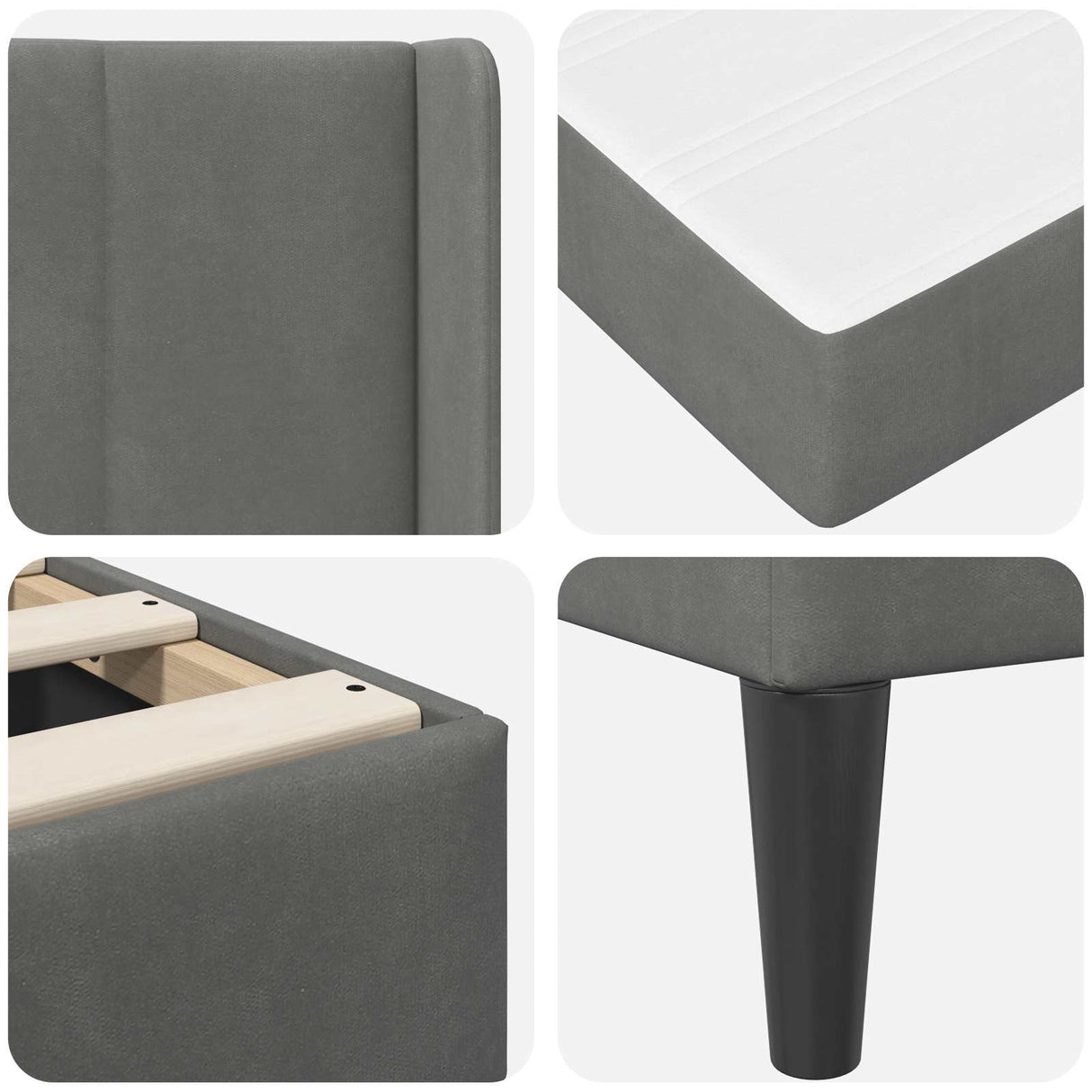 Bed Frame with Mattress Dark Grey 90 x 190 cm Velvet