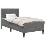 Bed Frame with Mattress Dark Grey 90 x 190 cm Velvet - Front View