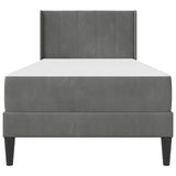 Bed Frame with Mattress Dark Grey 90 x 190 cm Velvet - Rear View