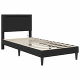 Bed Frame with LED Strip Lights Black 90 x 190 cm Faux Leather - Rear View