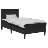 Bed Frame with LED Strip Lights Black 90 x 190 cm Faux Leather - Side View