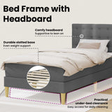 Bed Frame with Mattress Dark Grey 90 x 190 cm Fabric - Extra Image